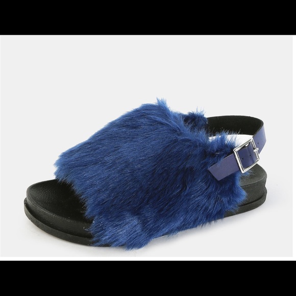fur slingback sandals